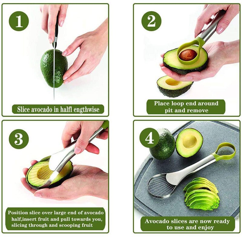 Avocado Snijmachine Avocado Pit Remover Cutter/Dunschiller Gereedschap Rvs Avocado Cut Multifunctionele 2 In 1 Dunschiller Lepel Snijden