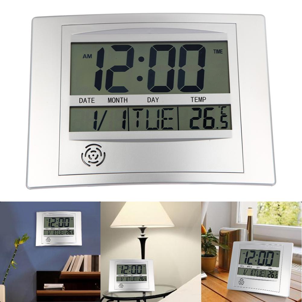 Lcd Digitale Wandklok Met Thermometer Elektronische Temperatuur Meter Kalender Indoor Bureau Digitale Wandklok Voor Thuis Decoratie