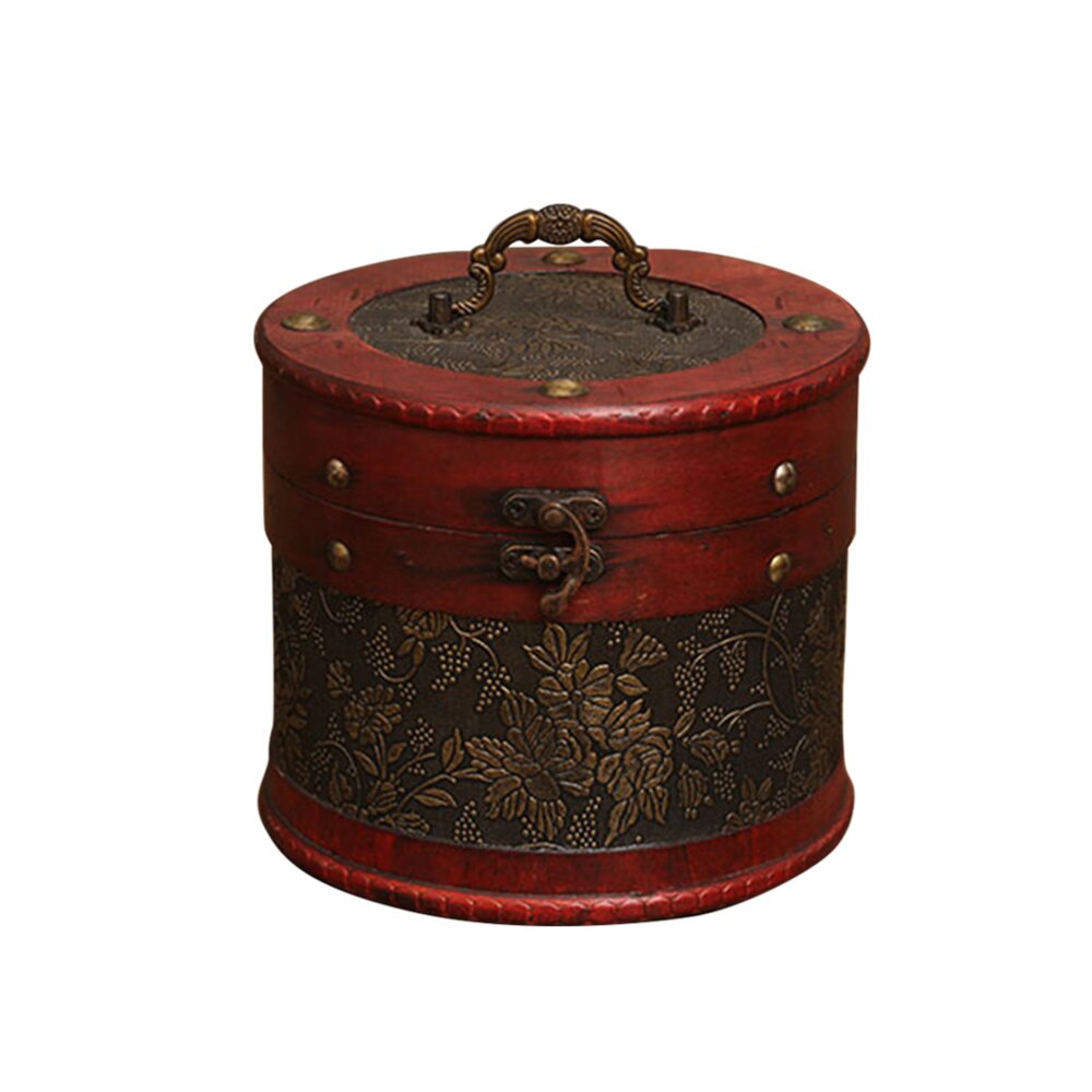 Delicate Ancient Chinese Style Round Tea Leaves Cake Storage Box Tea leaves Display Organizer Wooden Tea Package Box - A Si: 24.5X13.5X15cm / As Shown