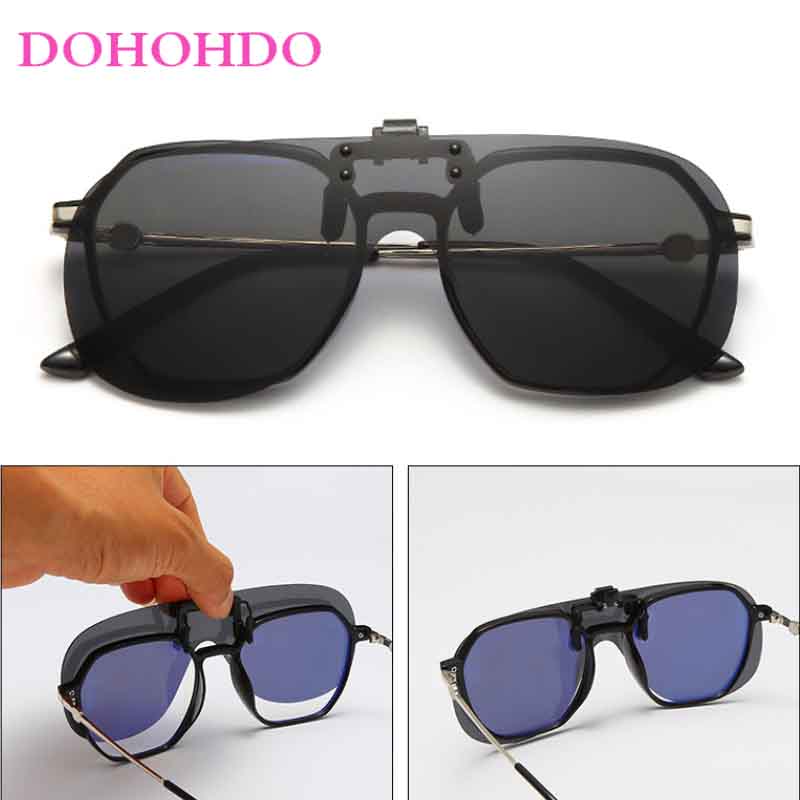 Vintage hombres Flip Up Clip en Gafas De Sol polarizadas fotocromáticas lente amarilla Gafas De conducción nocturna Gafas femeninas Gafas De Sol