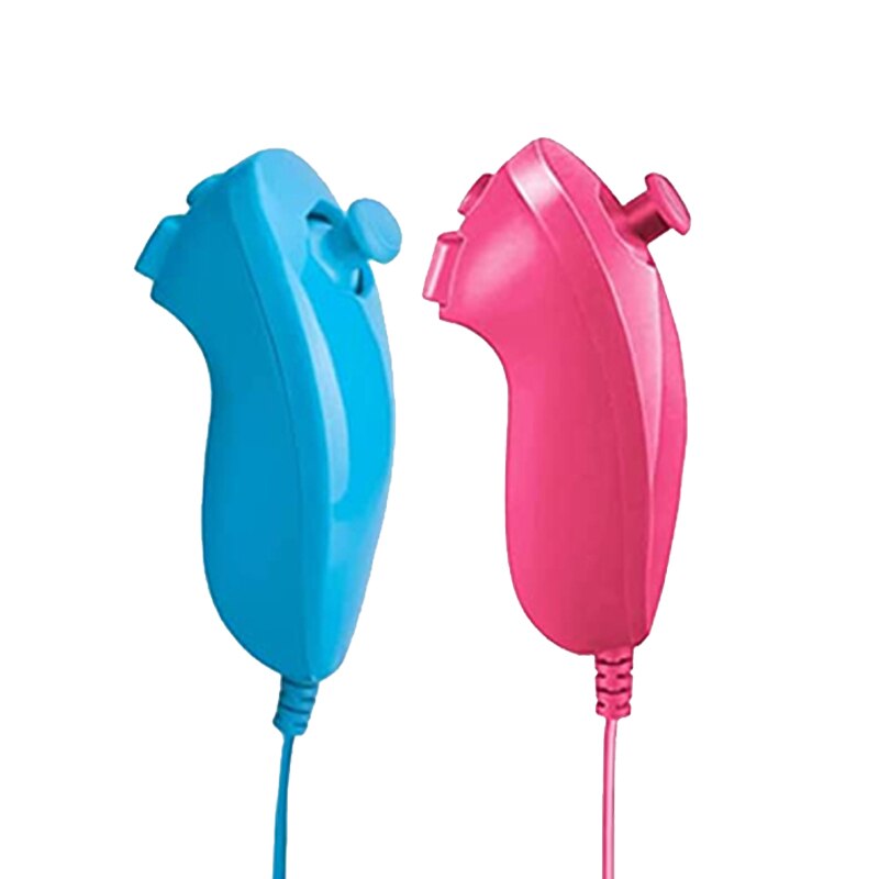 For Nintendo Wii Game Controller Nunchuck Hand Curved Game Handle Controller Left Right Hand Nunchuck For Wii GamepadAccessories: blue pink-2 pcs