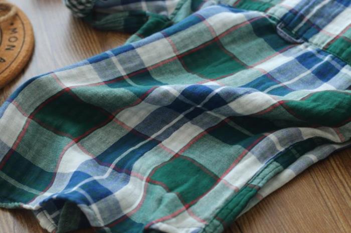 Camisa de gasa de doble capa para niños, camisas informales de manga larga, algodón Natural, ropa superior de primavera, 100%