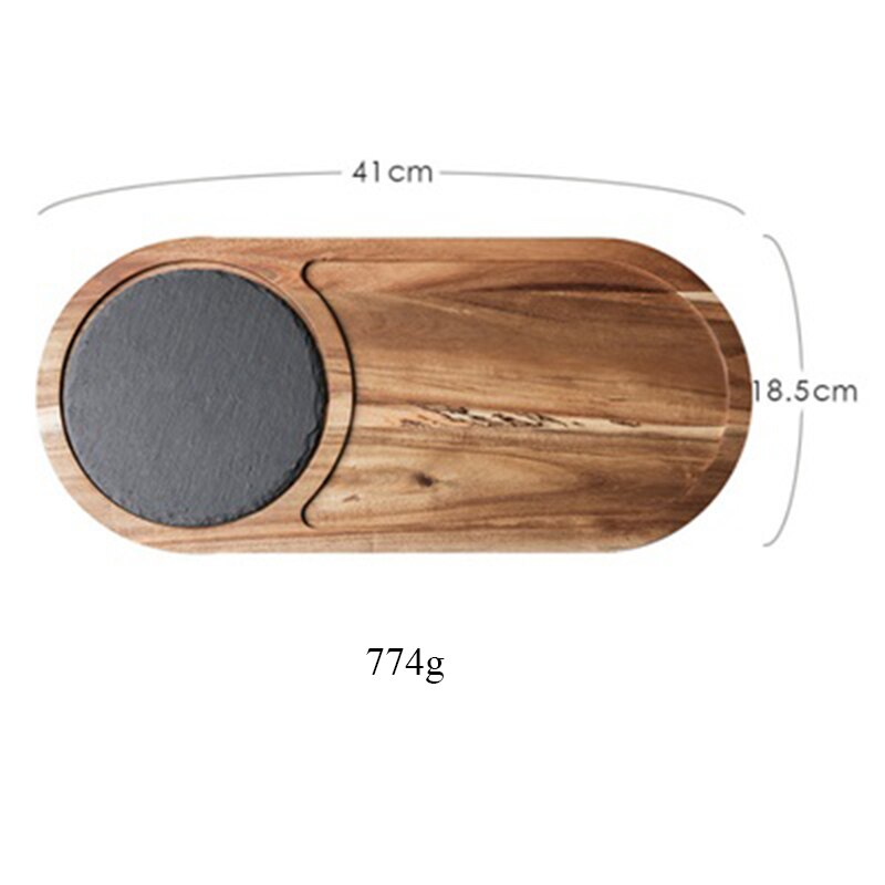 Solid Wood Tray Black Solid Wood Western Food Plate Rock Plate Acacia Wood Plate Western Food Japanese Food Plate Snack Dessert: Oval