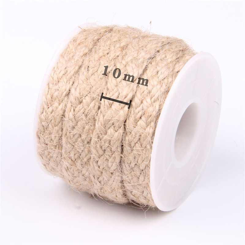 5m/ rullar naturligt säckväv band jute garn snöre för handarbete gör-det-själv hantverksförnödenheter wrap packning snöre bröllopsfest dekoration: 4