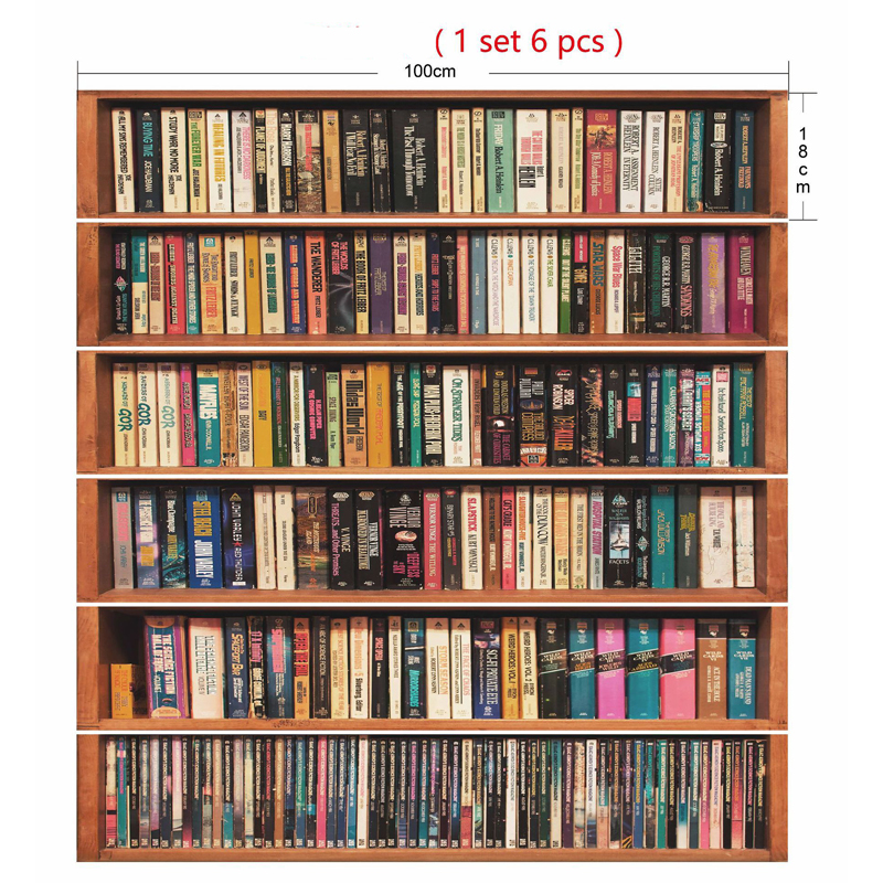 6Pcs/Set 3D Simulation Bookcase Stairs Stickers Removable Waterproof Attic Steps Home Decoration Sticker Mural