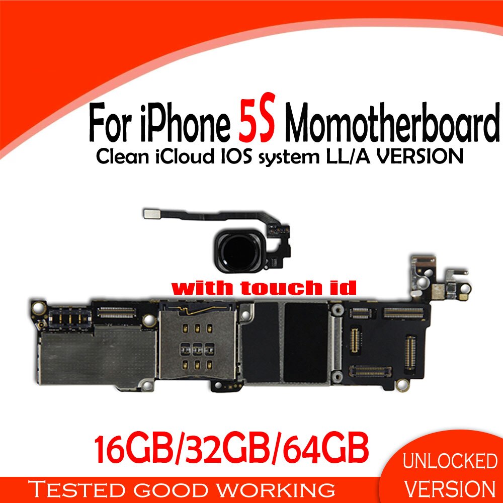 16GB /32GB/64GB for iphone 5S Motherboard with IOS System,Original unlocked for iphone 5S Mainboard with Full Chips