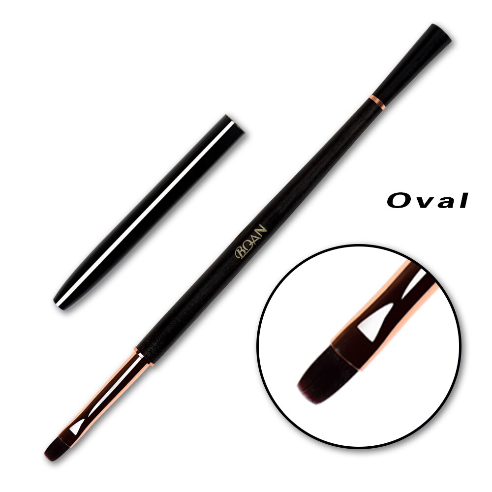 BQAN – ensemble de pinceaux à ongles avec manche en bois de santal, brosse pour Nail Art, brosse pour Gel, brosse de revêtement pour ongles, outil de manucure: Oval