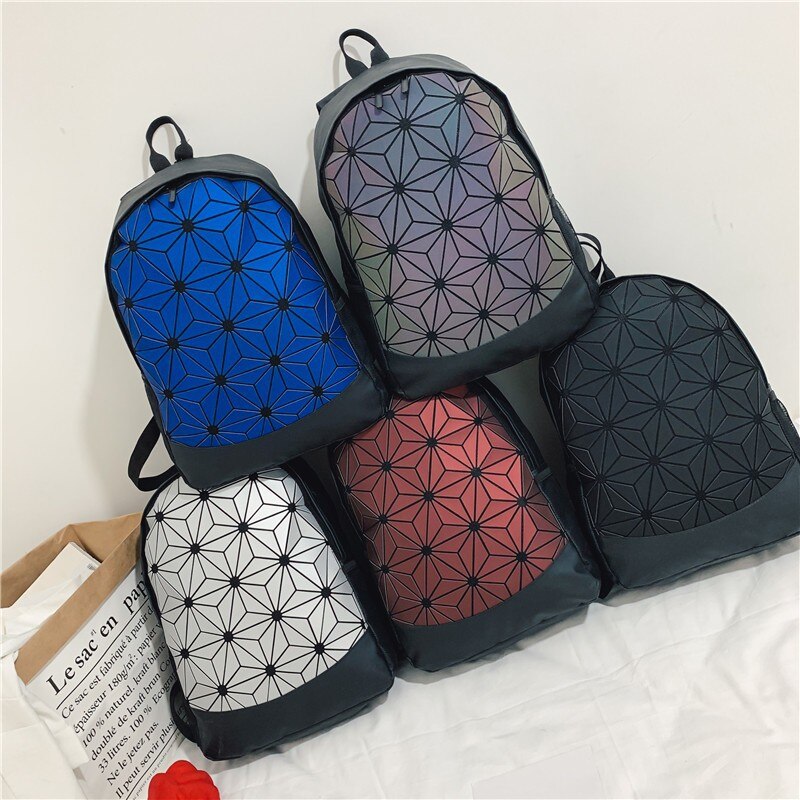 Oxford Cloth Package Geometry Diamond Solid Color Sports Bag Dazzling Backpack No Mark Mini Backpacks for Women