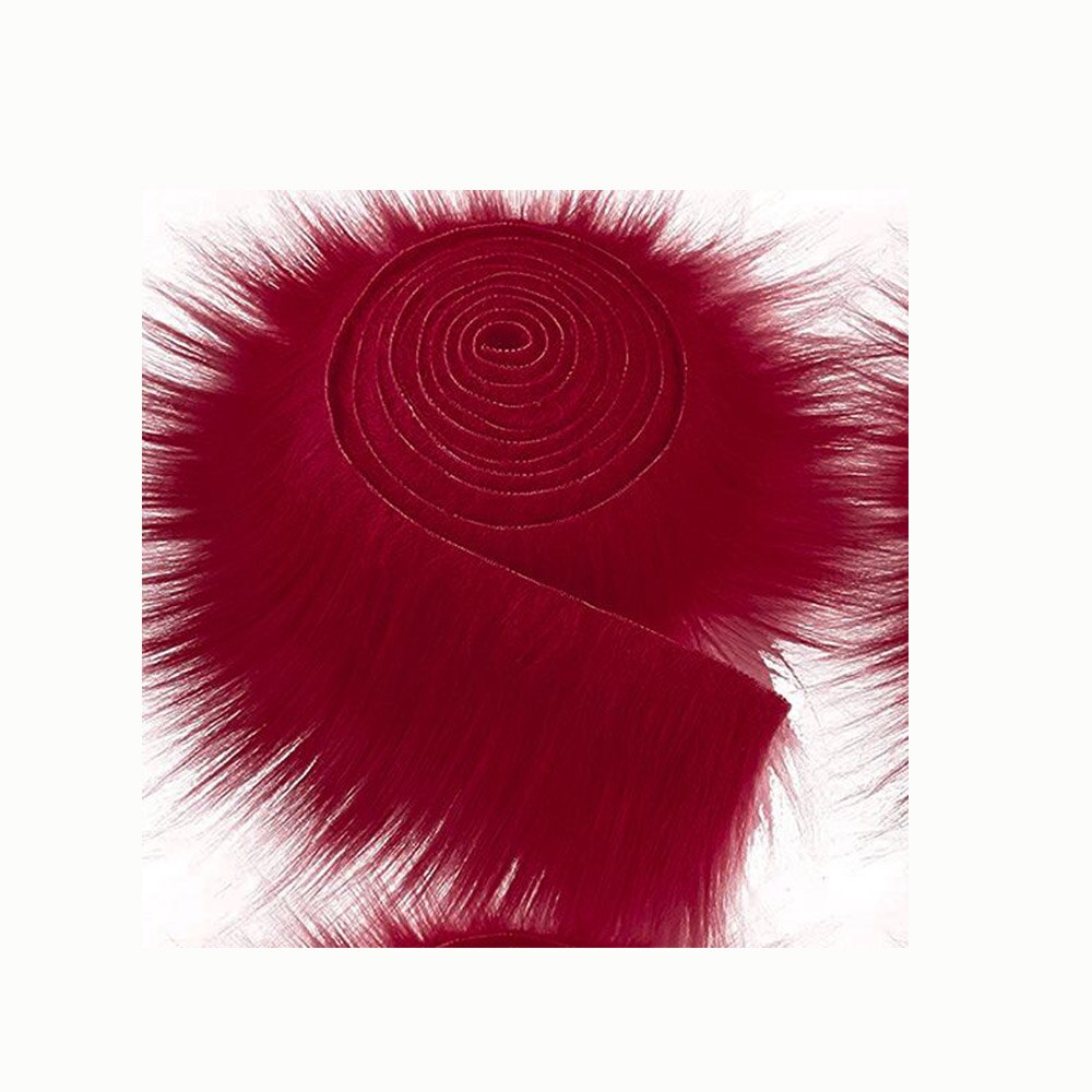 1.5M Faux Fur Ribbon Tapes DIY Apparel Sewing Fluffy Trim Trimming Fabric Home Sewing Costume Plush Stripe Collar Cap Cuff Decor: Wine red