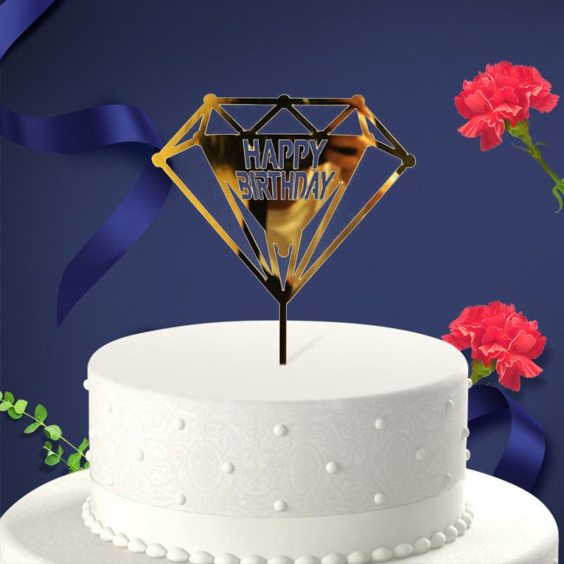 funkeln Glücklich Geburtstag Kuchen Deckel Acryl knapp Gold Kuchen Nachtisch oben Flagge Dekoration für Geburtstag Party Hochzeit Liefert