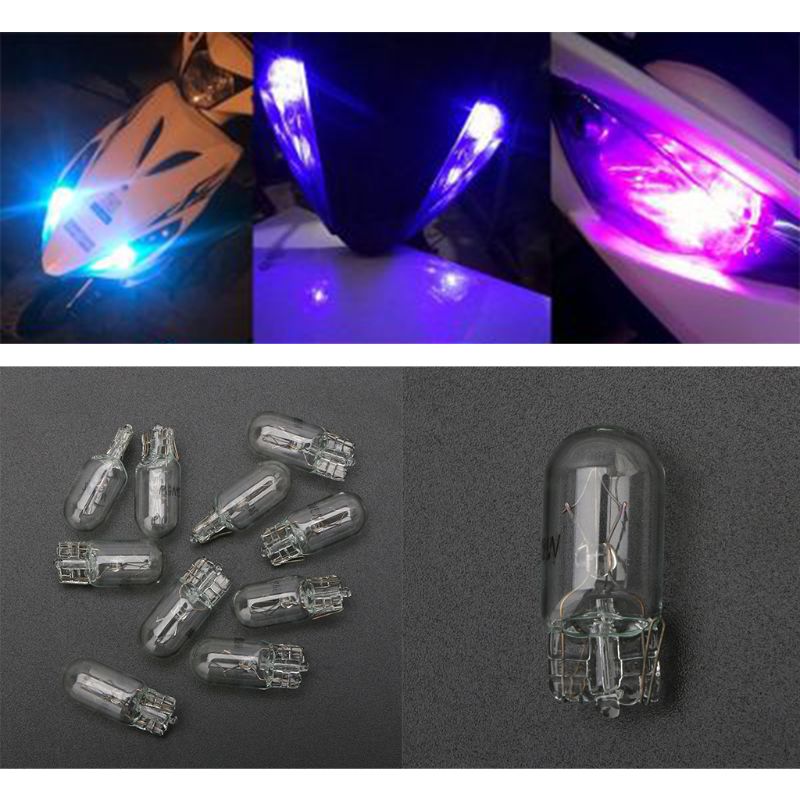 10 Pcs T5 W5W White Color 1.2W 194 501 DC 12V/24V Car Bulb Side Wedges Car Light Source Instrument Lamp Universal