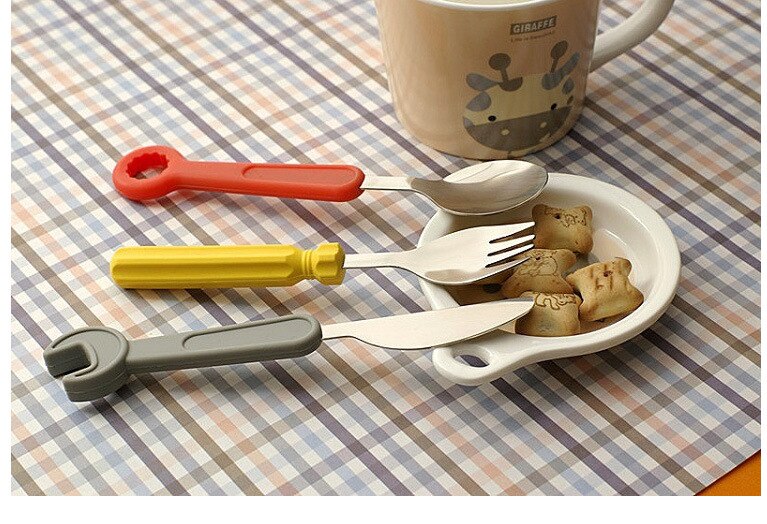 Wrench Schroevendraaier Siliconen Rvs Draagbare Reizen Kids Adult Bestek Vork Lepel Picknick Set Voor Kind Servies