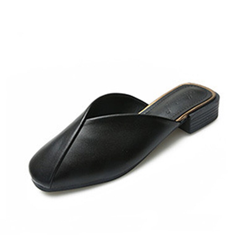 Sommar tofflor skor kvinnor ledig högklack sluten tå mulor chunky klack vilda flip flops slides sandaler