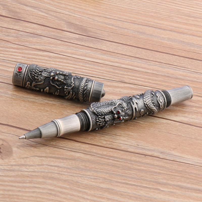 JINHAO Luxurious High end fine Commerce Relief gray Dragon Chinese ROLLERball PEN