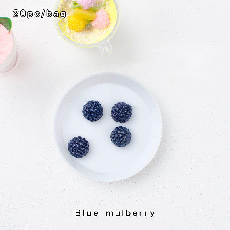 20pc Simulation Resin Walnut Blueberry Fruit Slime Accessories Lizun DIY Slime Fluffy Supplies Modeling Clay Sand Toy Decoration: Blue mulberry