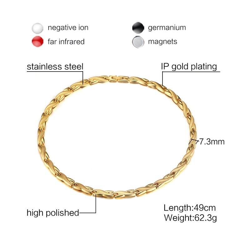 Vnox 4 in 1 sundhedspleje halskæder magnet germanium rustfrit stål link