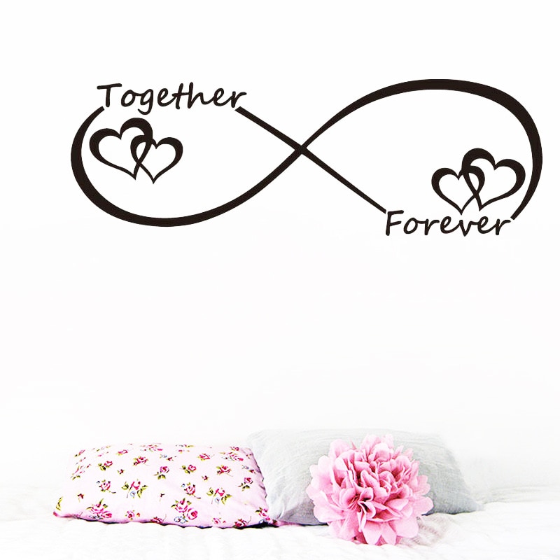 Tofok Together Forever Love Heart Romantic Quotes Wall Sticker For Bedroom Living Room Wallpaper Art Mural Decal Home Decoration