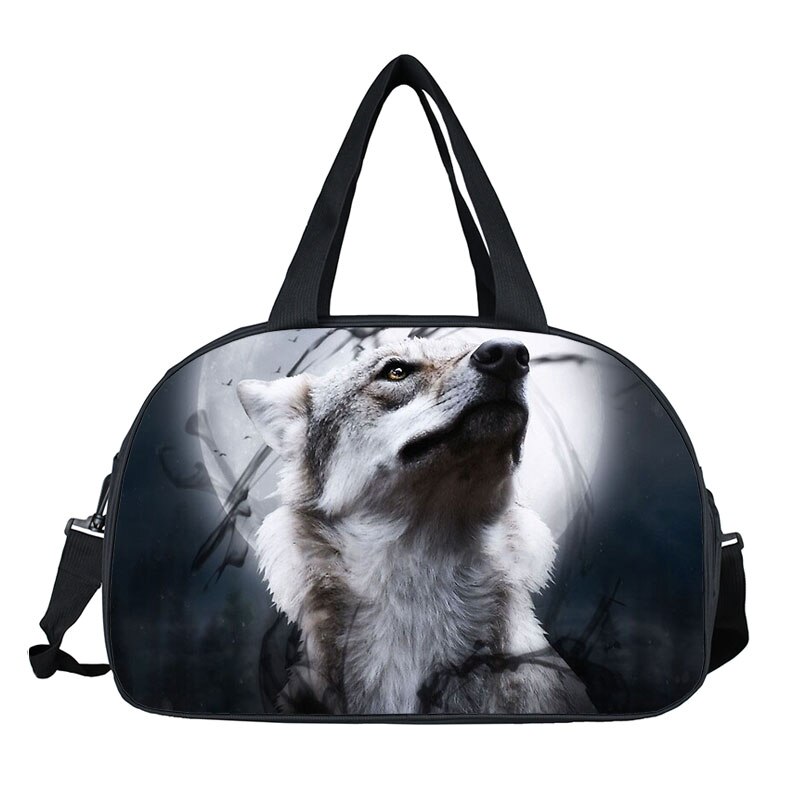 Wolf Howling Moon Travel Duffle Bag Women Handbags Ladies Larger Capacity Storage Bags Multifunctional Travel Totes Shoes Holder: DSTWOLFCW02