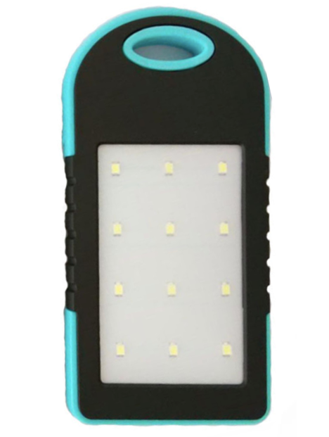 Outdoor Camping Waterproof 5000mah Portable Solar Battery Phone Charger: 12LED-BlackBlue
