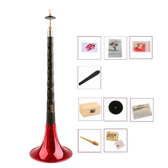 D Tones Suona Horn Chinese Style Recorder for Beginners Handmade Wooden Ethnic Adults Woodwind Musical Instruments 2022: Black Red