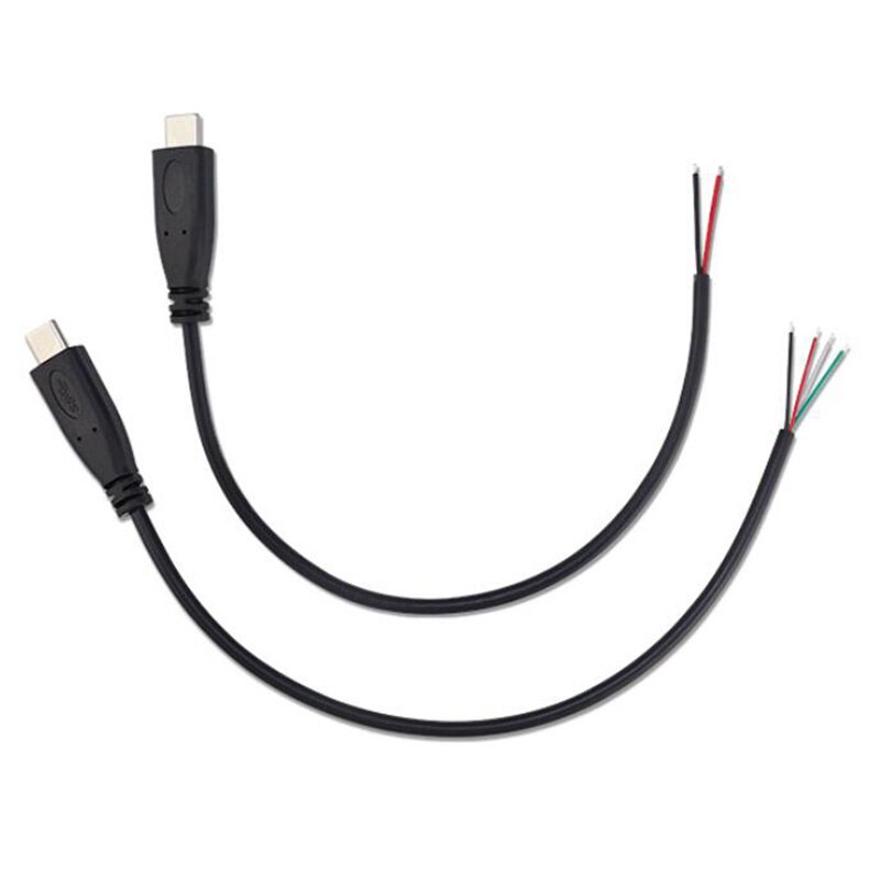Connecteur de chargeur de câble USB 2.0 Type C mâle/femelle, 25cm, 2 broches, 4 broches, Extension de prise à souder, Type USB-C, pour bricolage, réparation, 1 pièce