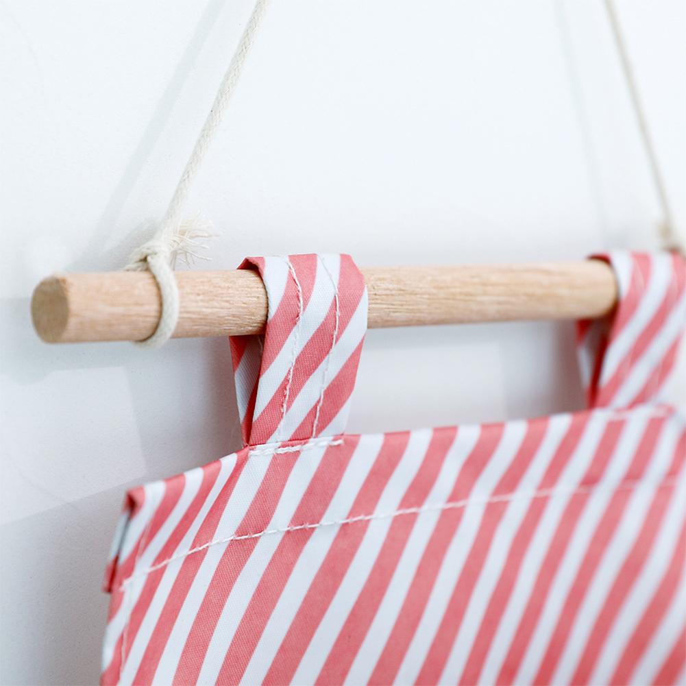 Bolsa de almacenamiento colgante con estampado de lino y algodón, organizador de juguetes y cosméticos, 3 bolsillos, montado en la pared