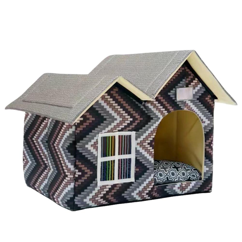 Maison de chat à Double toit, maison pour animaux de compagnie, imperméable, abri pour chaton, intérieur et extérieur