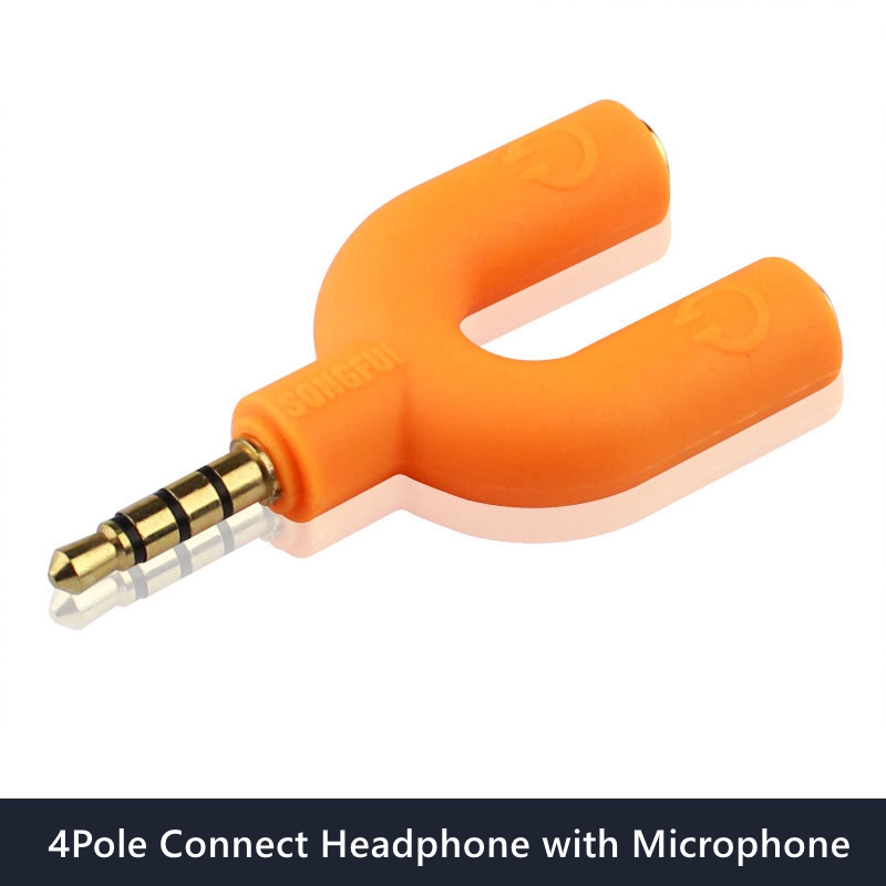 3,5 mm męski konwerter audio Aux Adapter rozdzielacza słuchawek 1 na 2 Adapter audio 3 4-biegunowy do słuchawek Mikrofon Głośnik audio: Beżowy