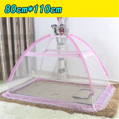 Opvouwbaar peuterbedje klamboe kinder baby baby veilig klamboe kinderbedje box speeltent blauw roze kleur: 80 x 110 roze