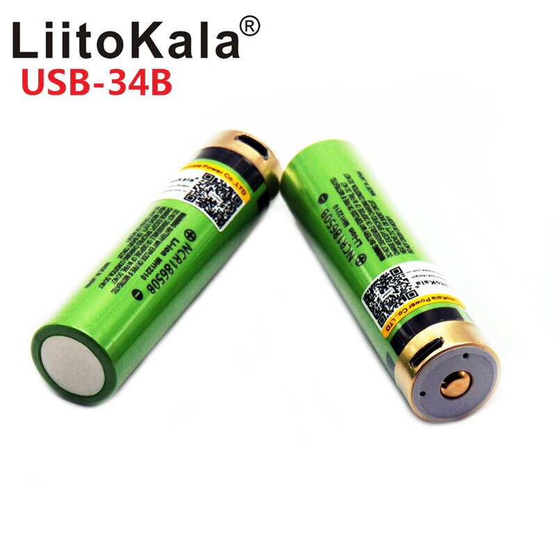 2019 LiitoKala USB 3.7V 18650 3400mAh Li-Ion USB Batteria Ricaricabile Con Indicatore LED Luce DC-Ricarica