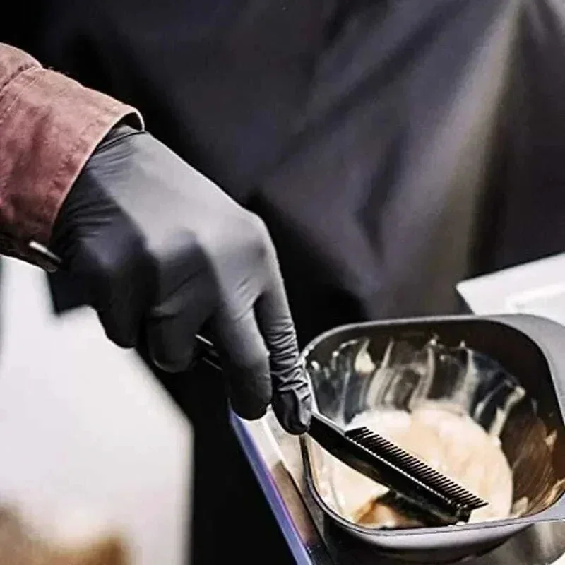 Luvas descartáveis de nitrilo preto, 50/10 peças, sem látex, à prova d'água, duráveis, adequadas para cozinha, processamento de alimentos, salão de beleza, família