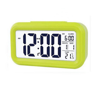 Ledet digitalt vækkeur baggrundslys snooze lydløs kalender desktop elektronisk bcaklight bordure desktop ur: Grøn