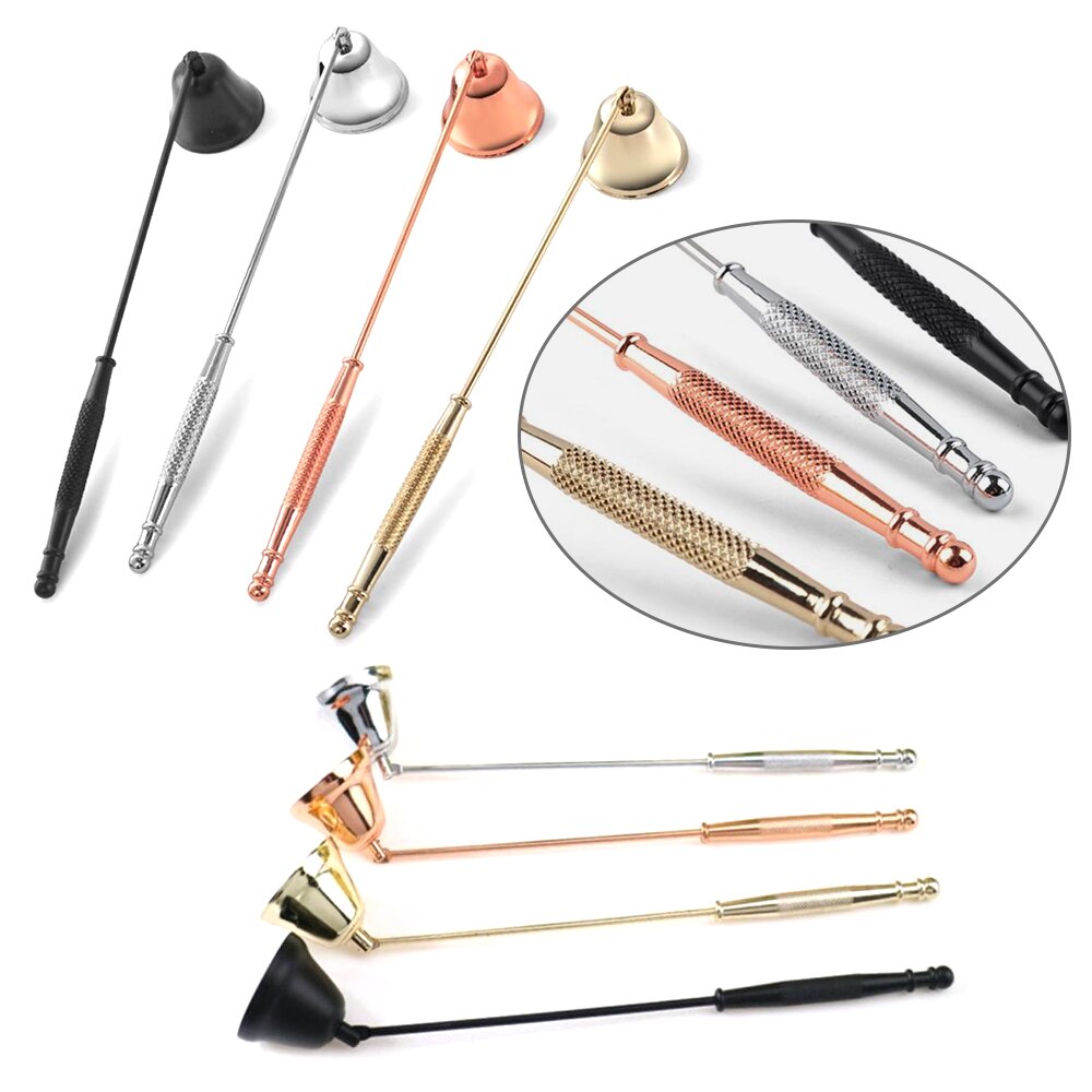 Bell-Shaped Candle Fire Extinguisher Vintage Stainless Steel Candle Hand Put Off Household Banquet Candle Extinguisher Handle