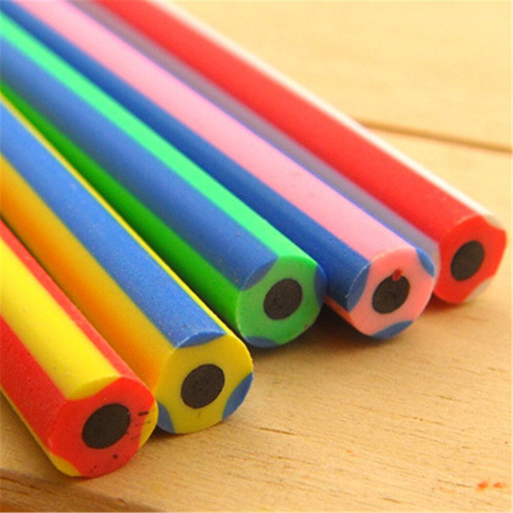 1PC 18CM Colorful Striped Bending Soft Pencil For Students Toy Pens Small Cute Curved Flexible Bendy Pencils B052