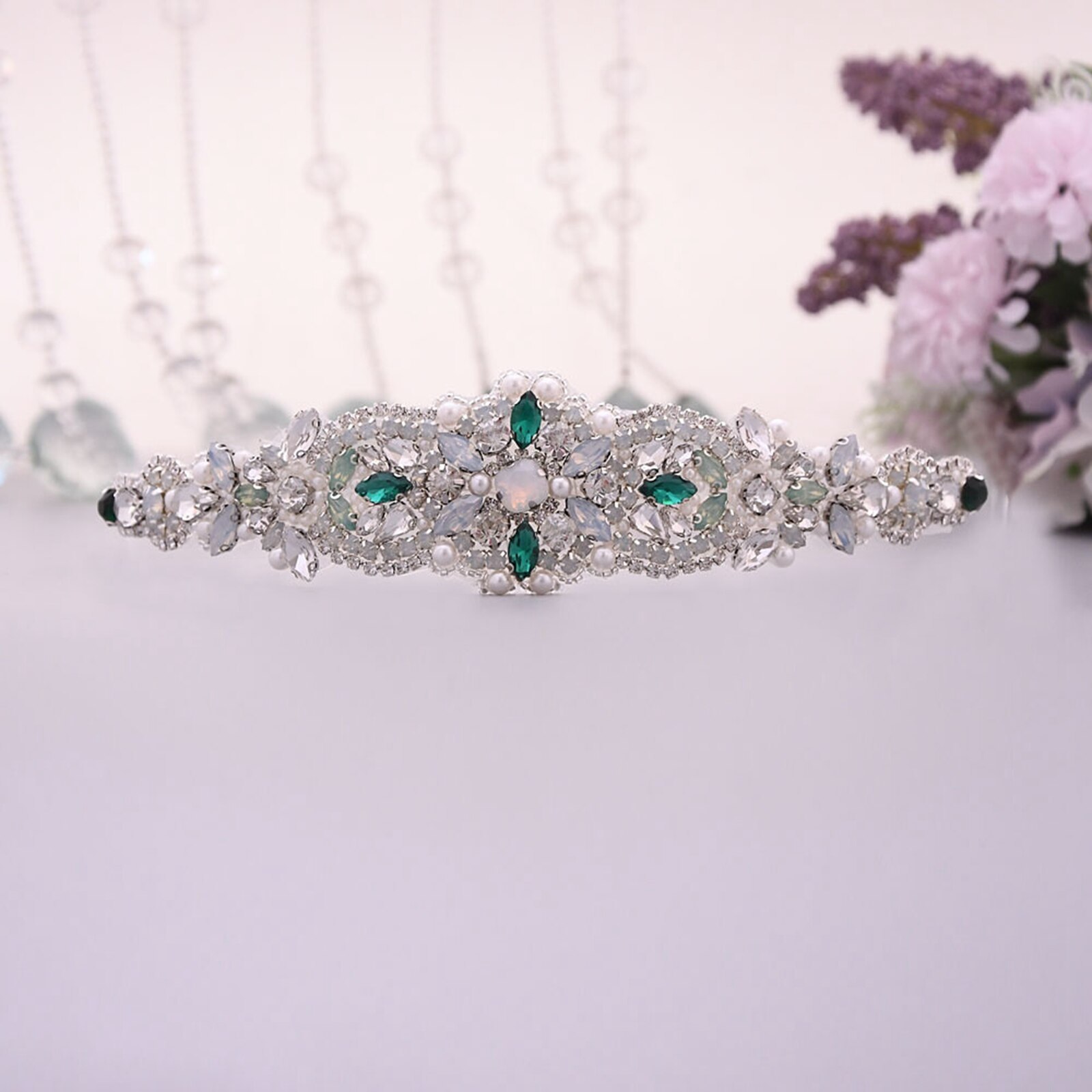 Grün Kleid Gürtel Grün Diamanten Gürtel für Hochzeit Gürtel Opal Strass Brautjungfer Dekorative Gürtel Braut Kristall Hochzeit Schärpen: Applikationen