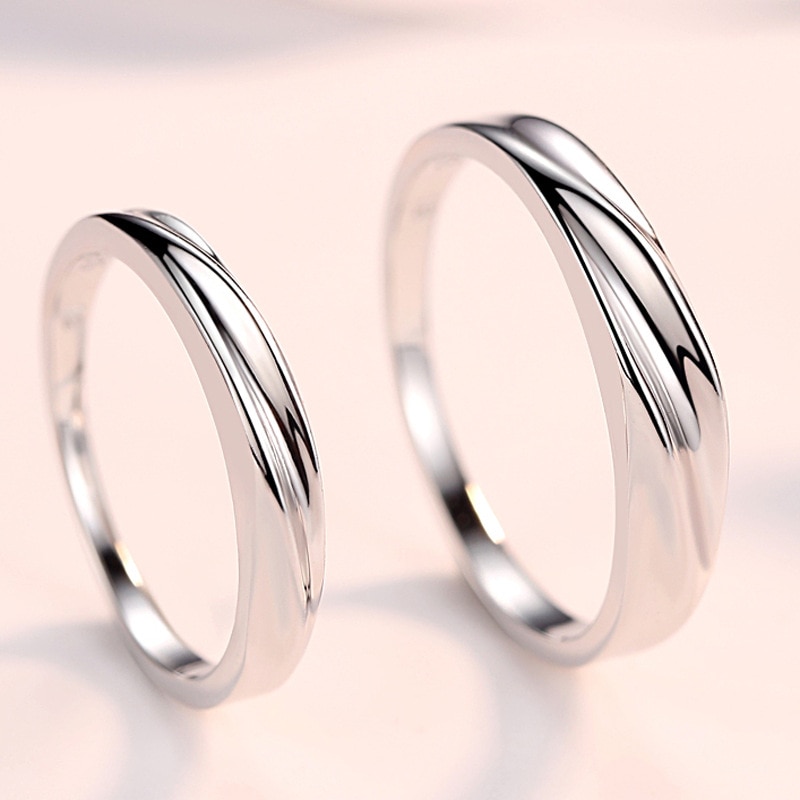 Lovers Ring 925 Sterling Silver Rings Korean Style Pure Silver Jewelry Simple Intertwined Couple Ring for Men Women