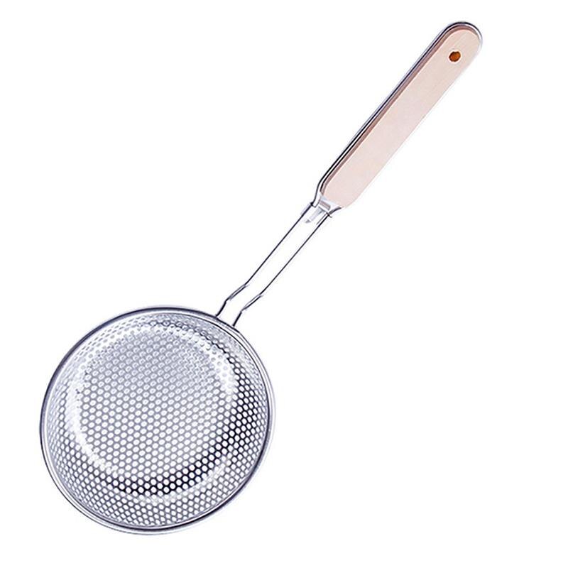 Vergiet Zeef Noodle Koken Spatel Pasta Olie Lepel Zeef Keuken Tool Houten Handvat Rvs Milieuvriendelijke