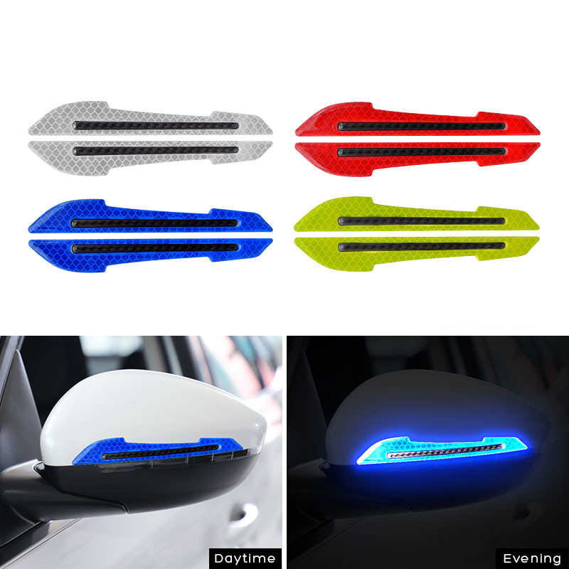 Pegatinas reflectantes para coche, cinta de advertencia para evitar colisiones, pegatina protectora sin huellas, espejo retrovisor