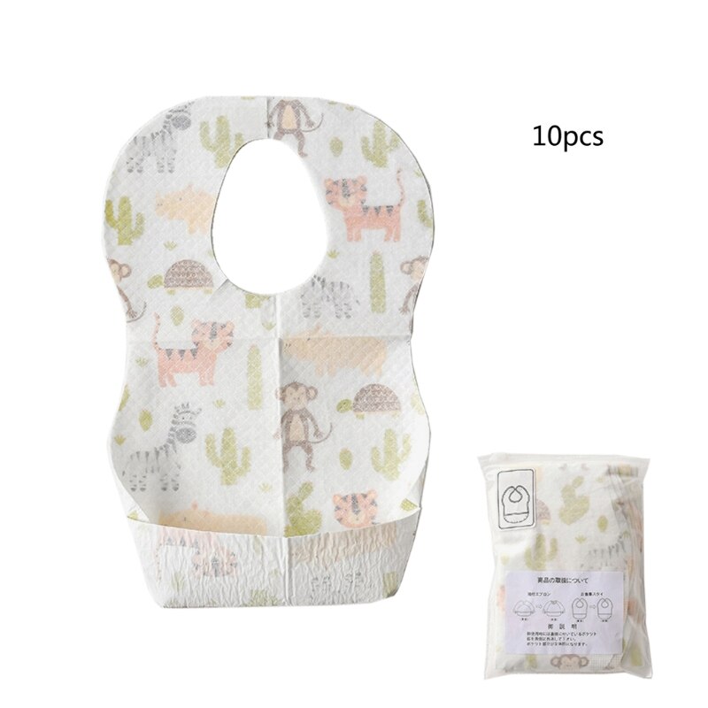 10 Stuks Wegwerp Baby Slabbetjes Verstelbare Spenen Slabbetjes Voor Reizen Leuke Baby Kleding Protector Voor Baby Jongens En Meisjes: WHITE