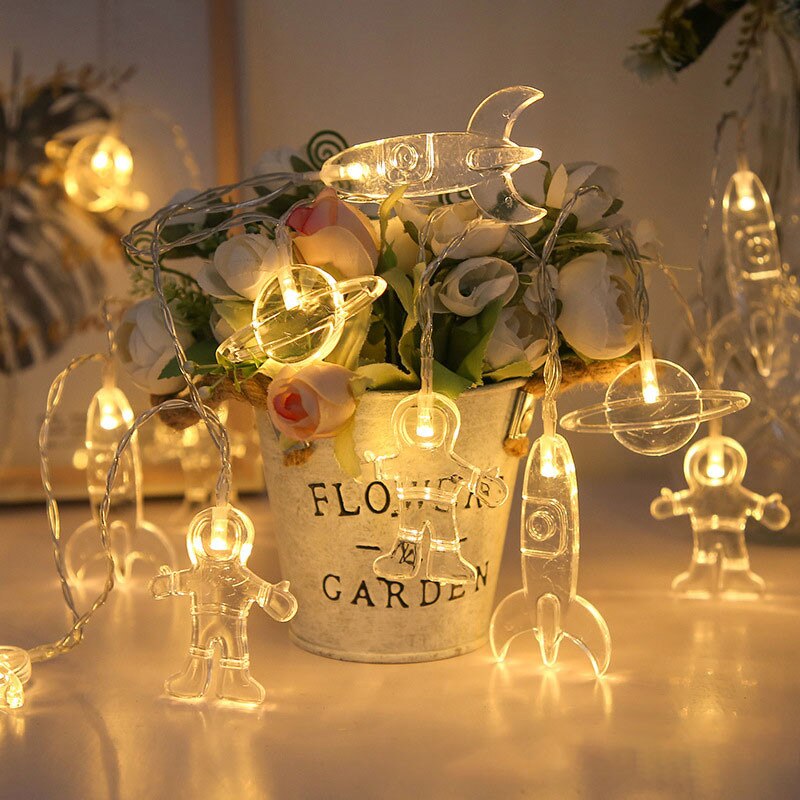 Batterie Energie LED Raumfahrer Astronaut Rakete Licht Schnur Fee Girlande Beleuchtung Schnur Hochzeit Weihnachten Zimmer Dekoration: warm / 3m 20leds USB