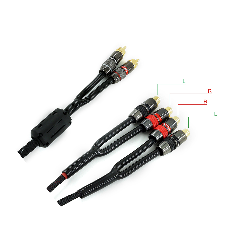 Rca Plug Splitter Stereo Audio Video Kabel 2 Mannelijke Naar 4 Vrouwelijke Dual Speaker Y Adapter Verlengsnoer 1 Ingang 2 Uitgang: Black / 6.5 m