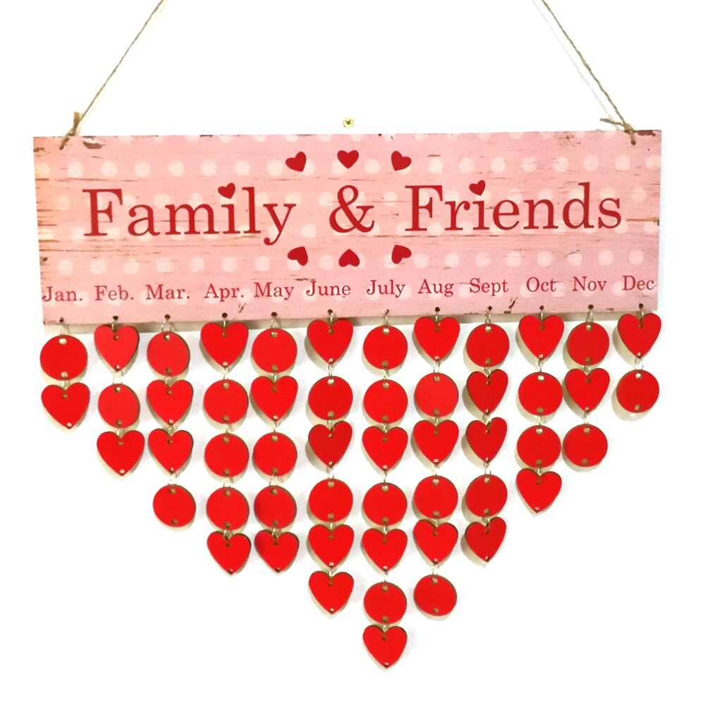 DIY Wood Family Friends Birthday Reminder Special Dates Planner Board Wooden Calendar Home Hanging Decor