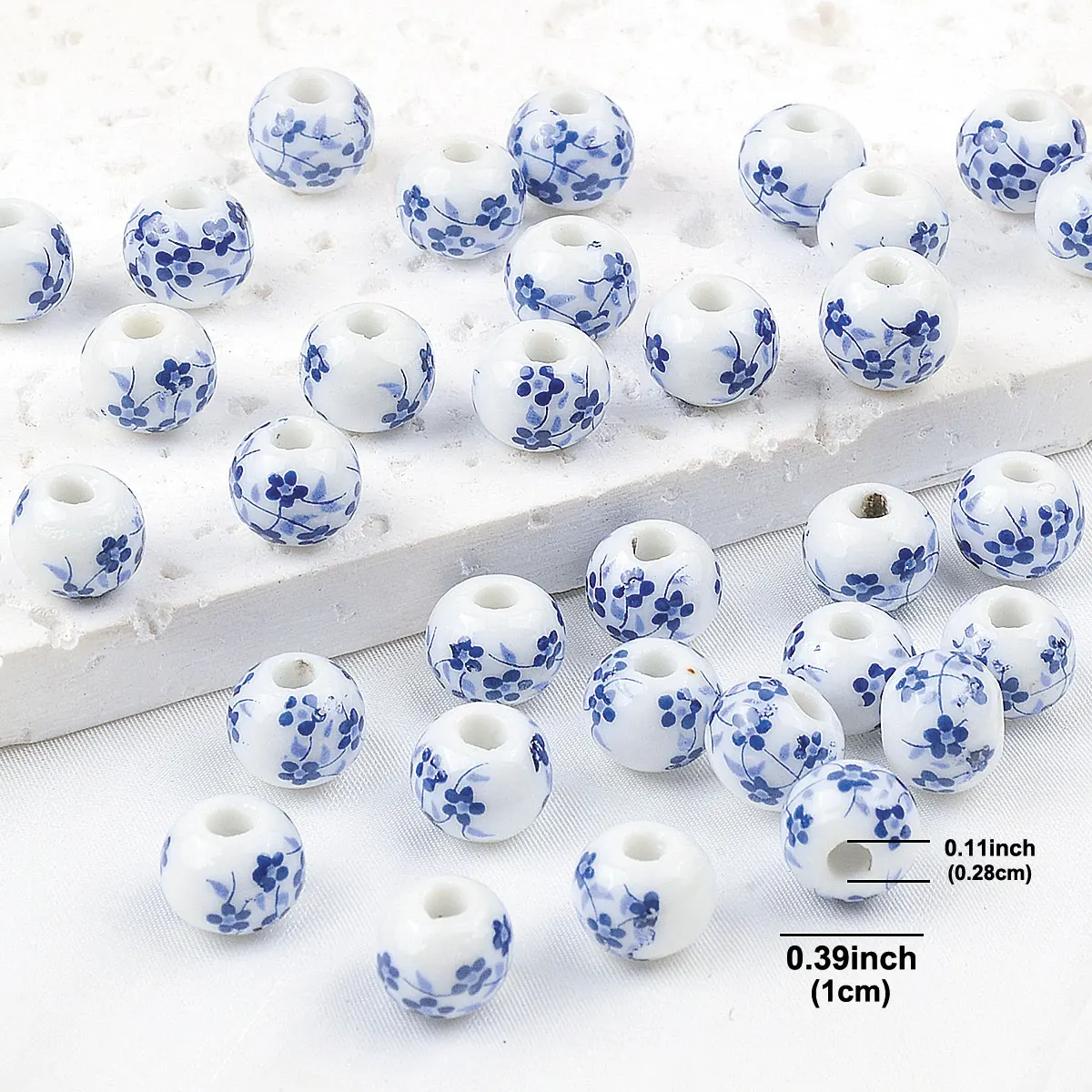 Cuentas redondas de cerámica redondas, estrellas, flores, corazón, azules y blancas para fabricación de joyería, cuentas sueltas DIY, pulsera, collar, accesorios de dijes: Lavanda