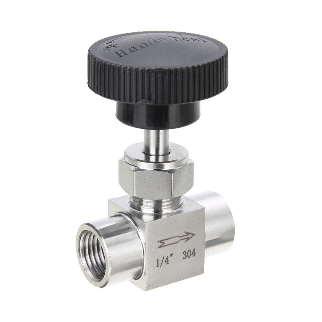 1/4" Needle Valve Stainless Steel Needle Valve 1/4" Female Thread Water Gas Oil Valve Flow Control Shut Off Valve Part Black