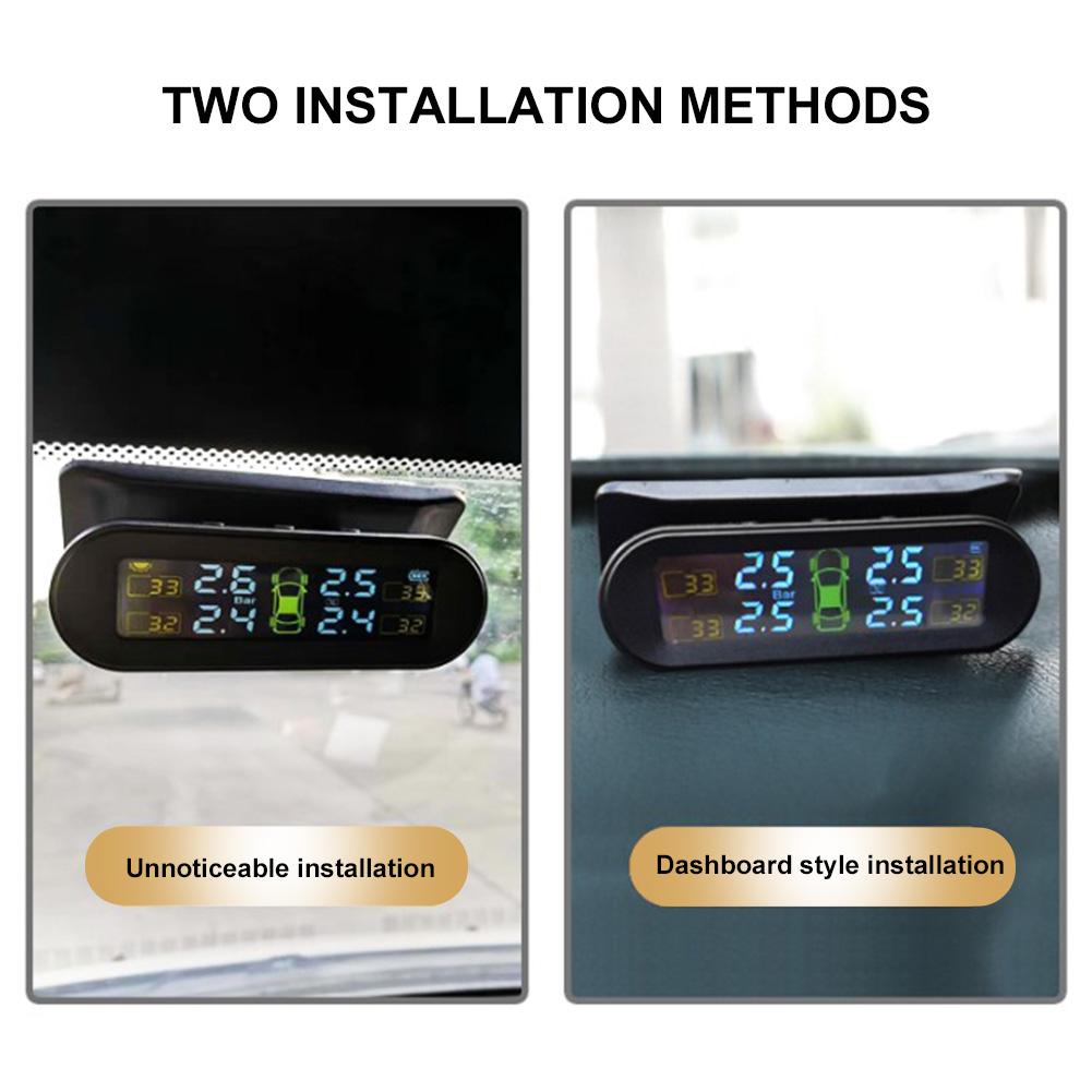 TPMS Car Tire Pressure Monitoring System Solar Or USB Charging Real-time Display Tire Pressure Monitoring System Air Leak Alarm