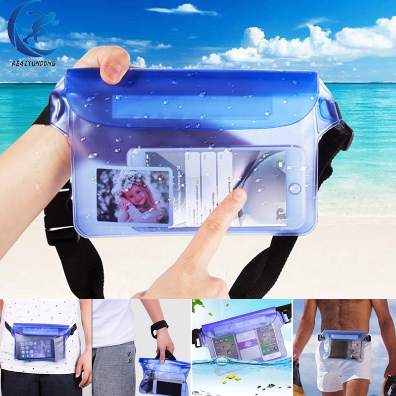 Vandtæt svømmetaske til mobiltelefonpose justerbar taljepakke taske skuldertasker til udendørs vandstrandbådssport