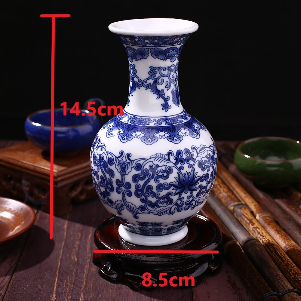 Jarrones de cerámica Vintage para decoración del hogar, jarrón de porcelana antigua azul y blanca, patrón C, chino tradicional, azul y blanco, Fo: A
