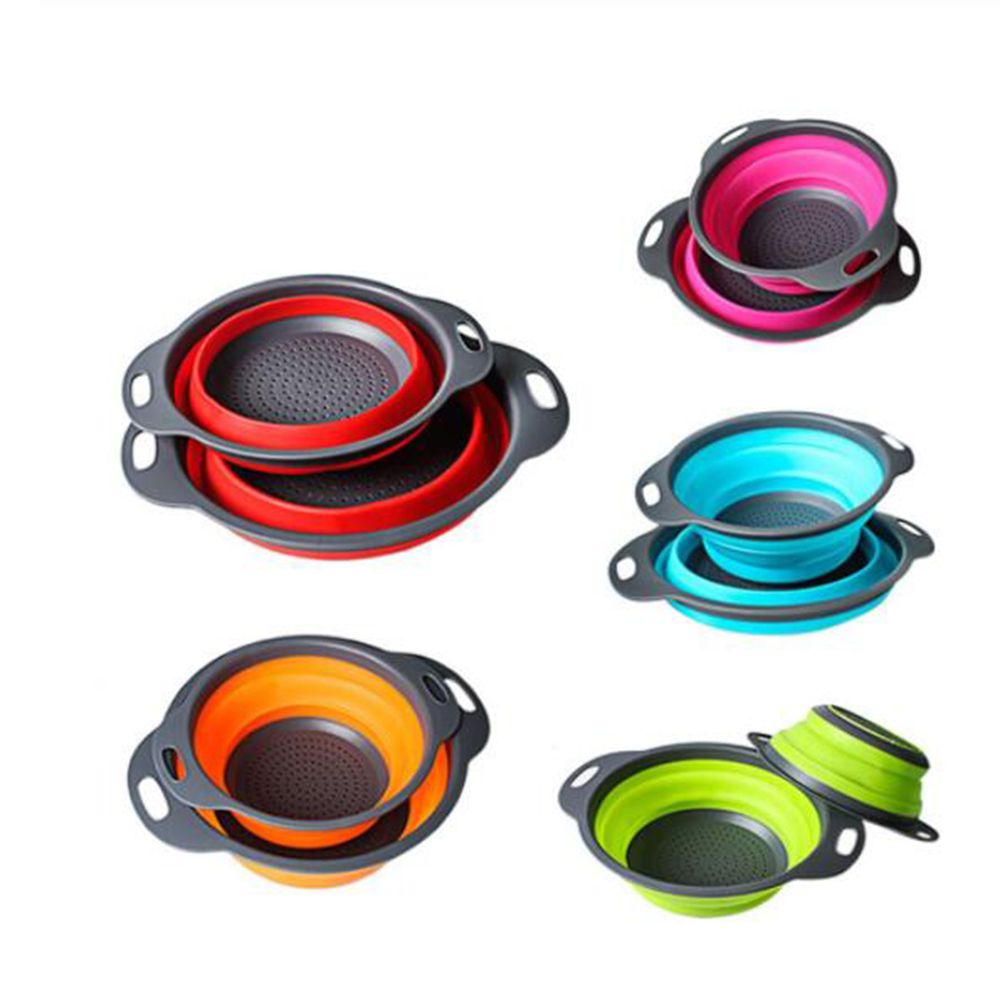 Cuenco grande de silicona plegable para colador, cesta de fruta plegable, colador, vajilla de acampada al aire libre, Bol de drenaje, utensilios de cocina portátiles, 1 Uds.