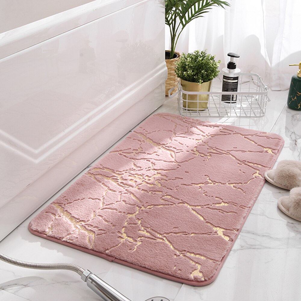 Tapis de bain antidérapants Super absorbant douche salle de bain tapis doux toilette sol Faux lapin cheveux tapis pour décor à la maison 4 taille 5 couleur: Pink / 60x90cm