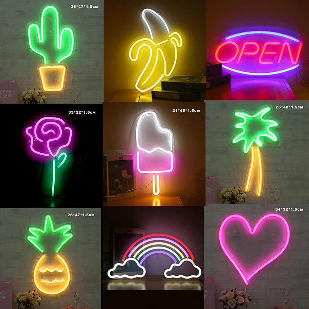 Neon Licht Cactus Ananas Kokospalm Popsicle Kerstb... LovingPrices